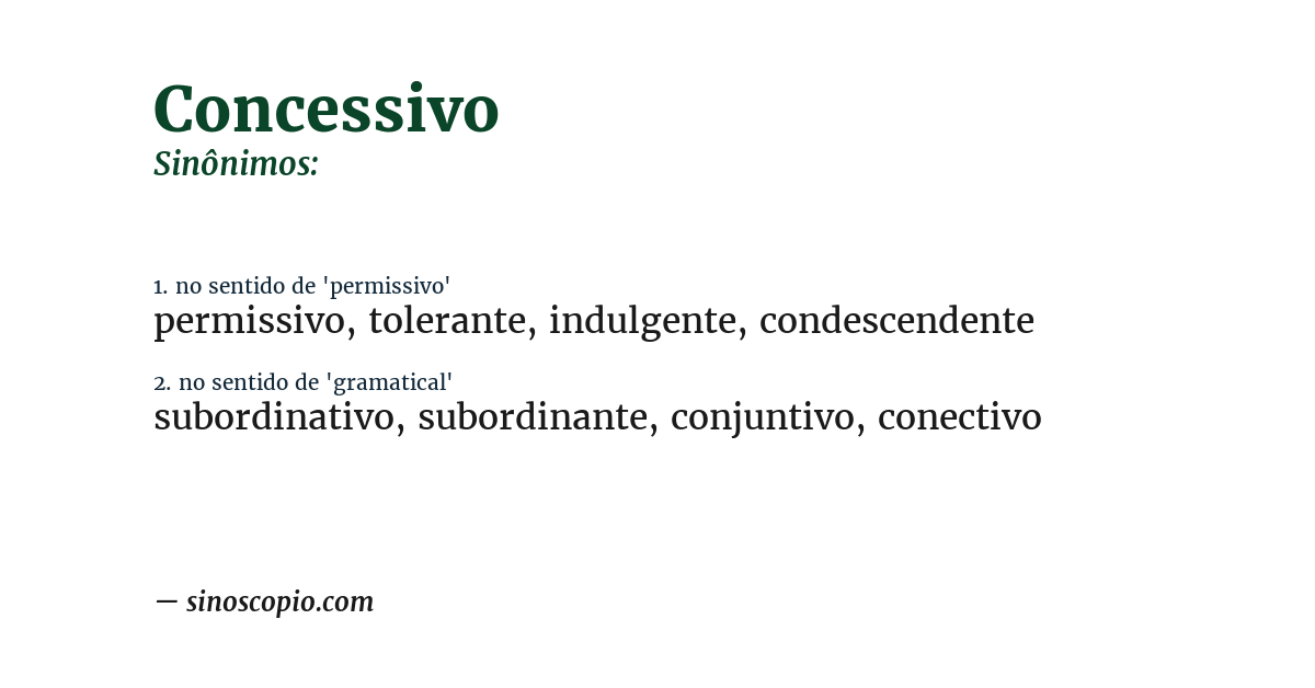 Sinônimo de concessivo