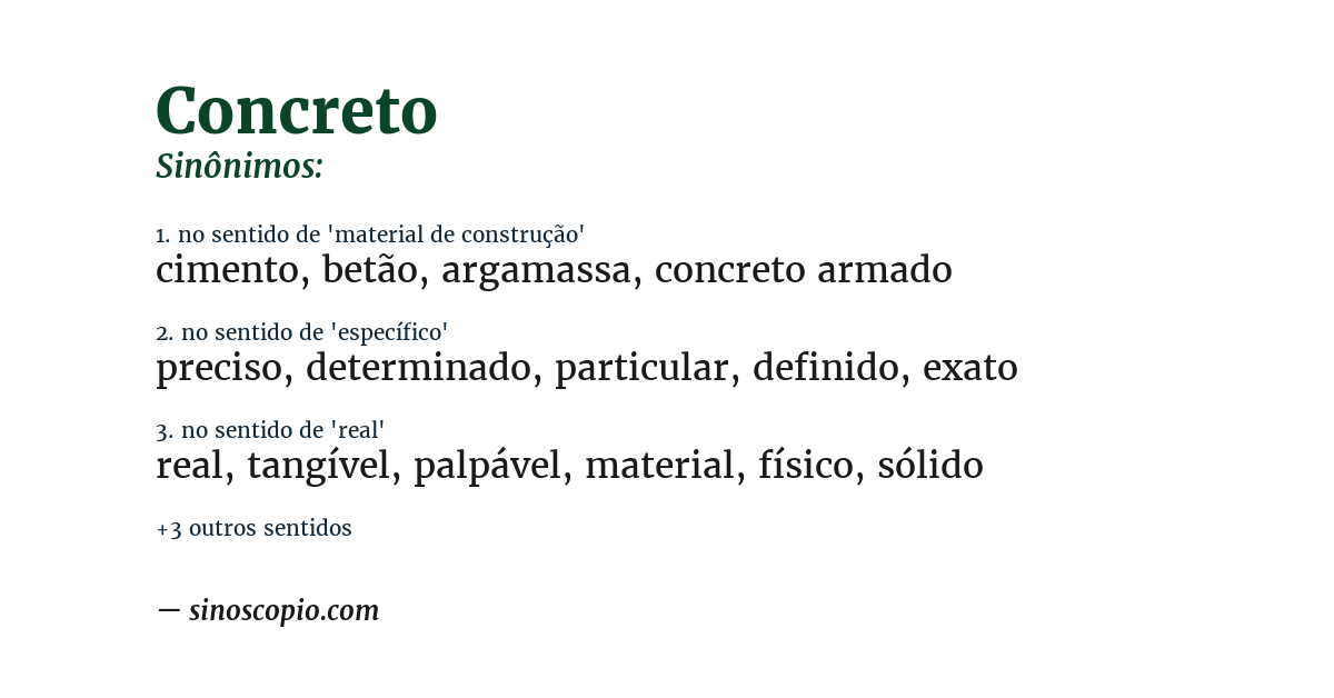 Sinônimo de concreto