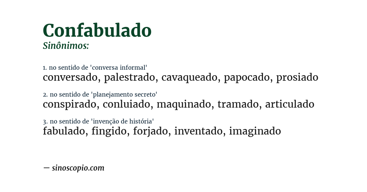 Sinônimo de confabulado