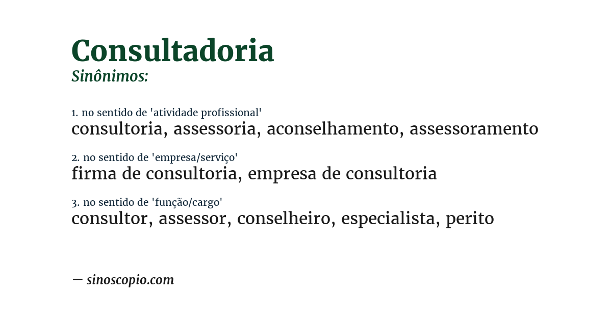Sinônimo de consultadoria