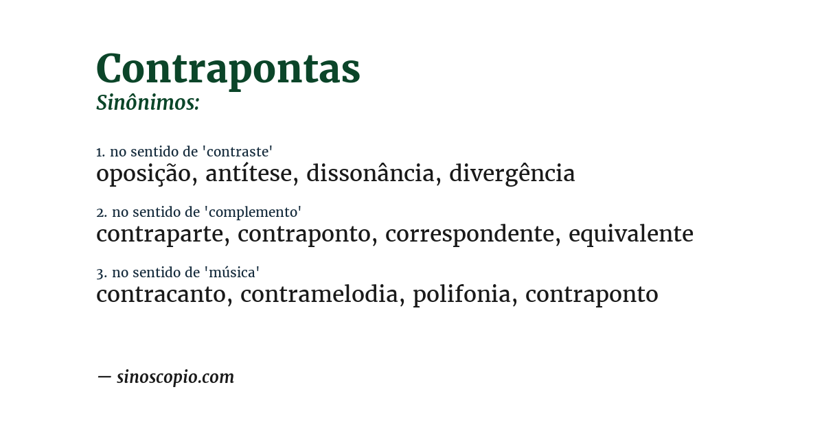 Sinônimo de contrapontas