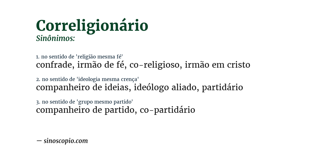 Sinônimo de correligionário