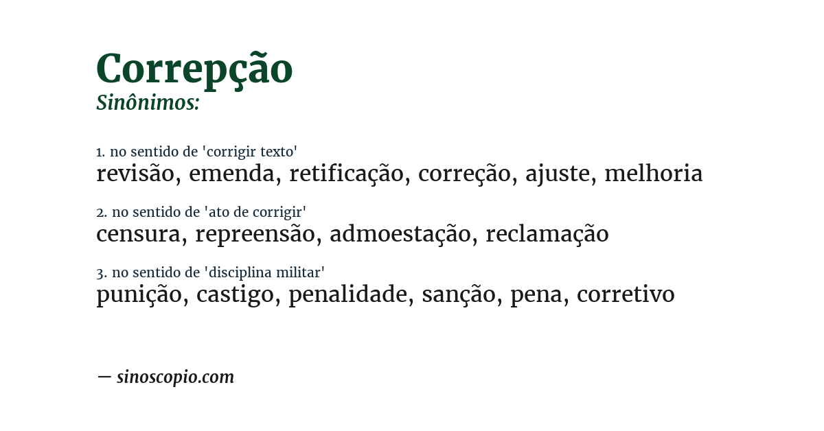 Sinônimo de correpção