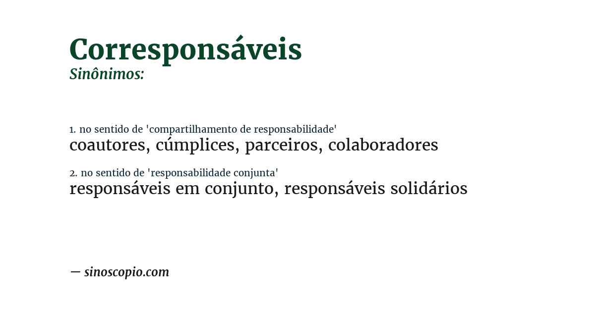 Sinônimo de corresponsáveis