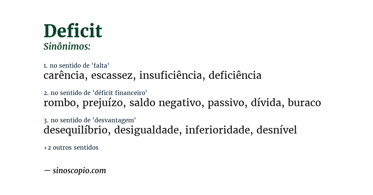 Sinônimo de deficit