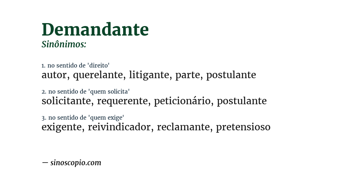 Sinônimo de demandante