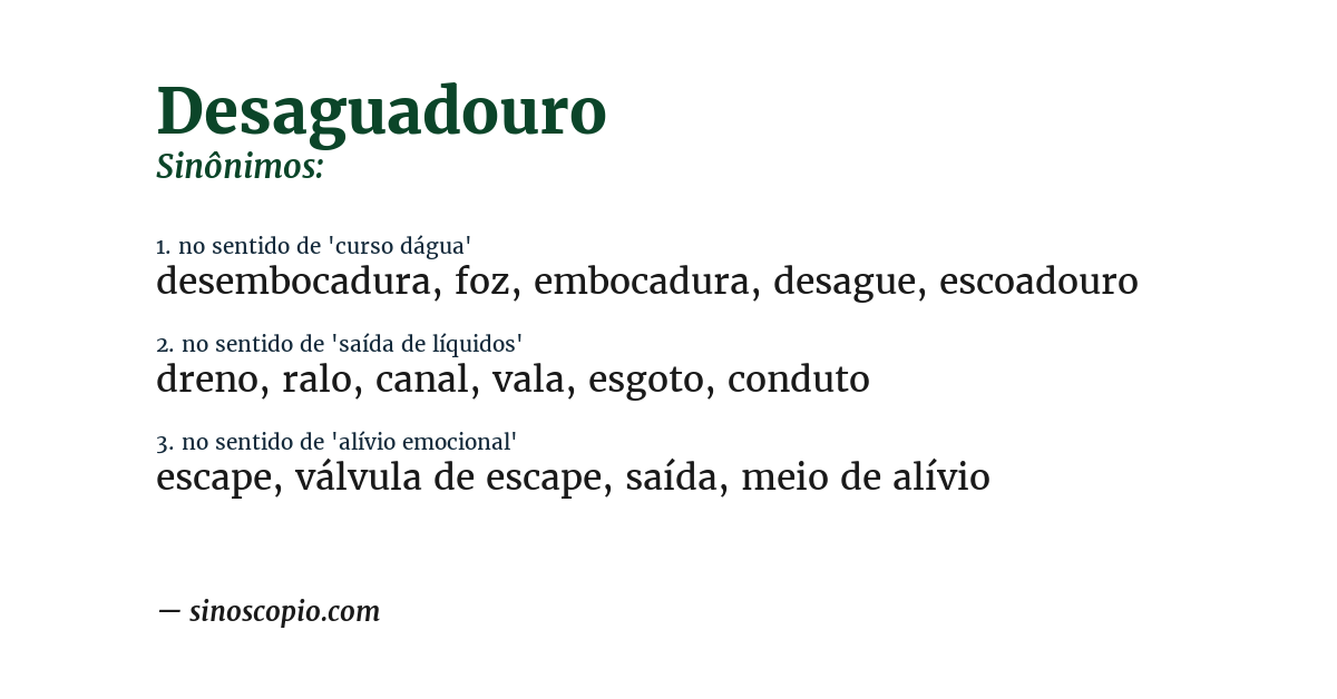 Sinônimo de desaguadouro