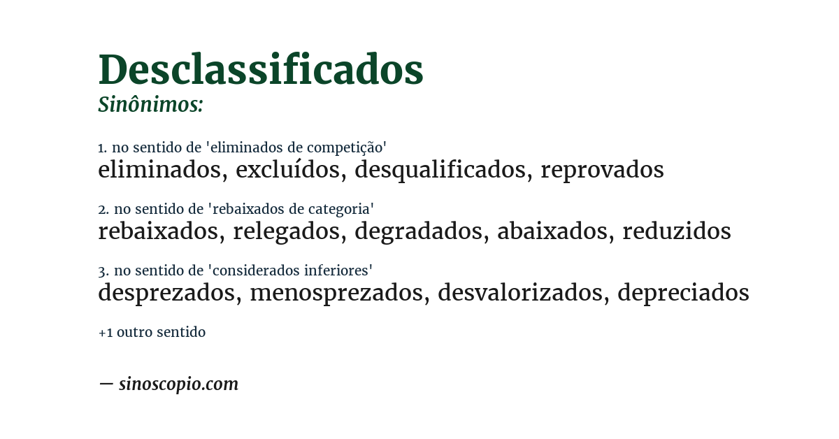 Sinônimo de desclassificados