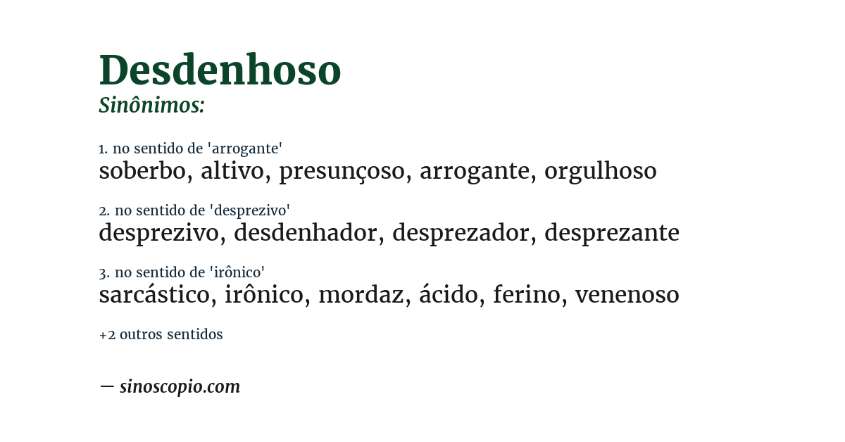 Sinônimo de desdenhoso