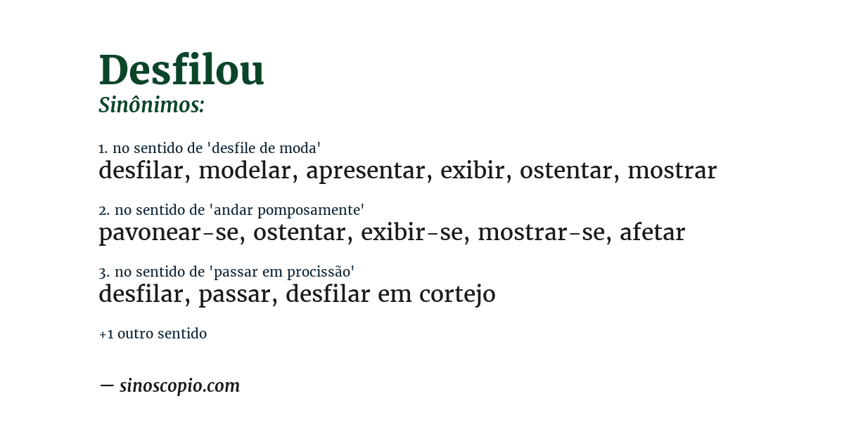Sinônimo de desfilou