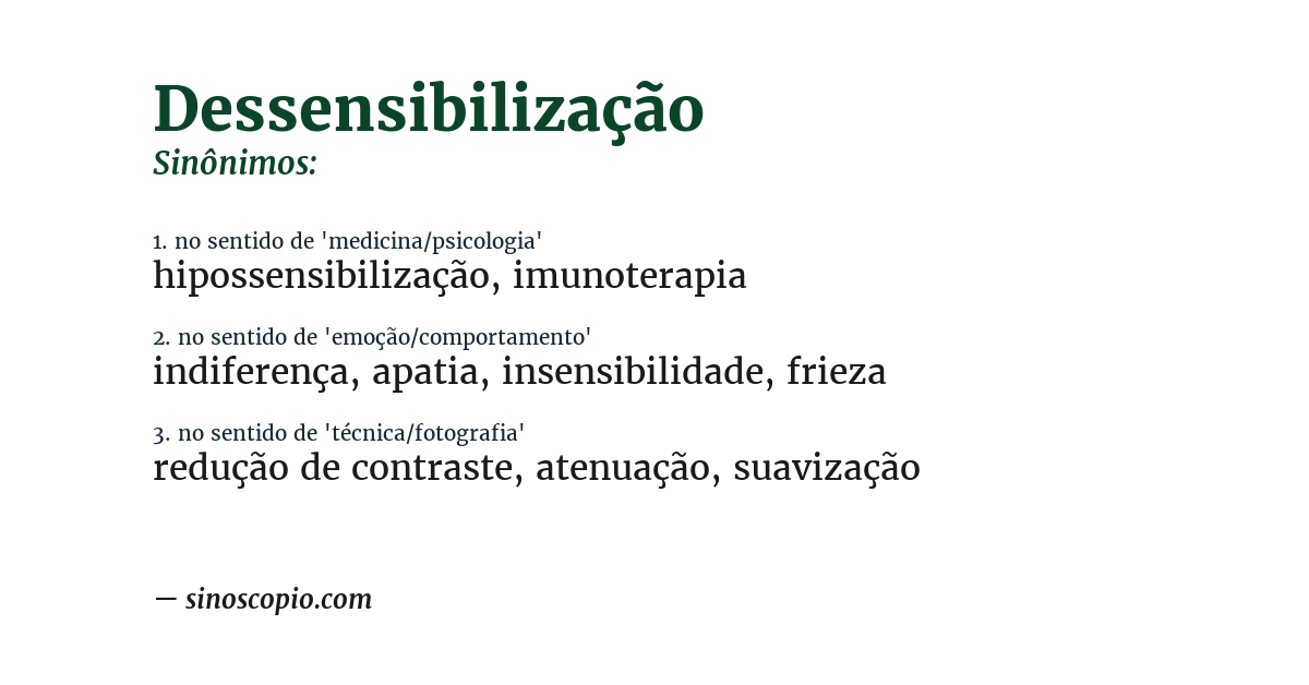 Sinônimo de dessensibilização