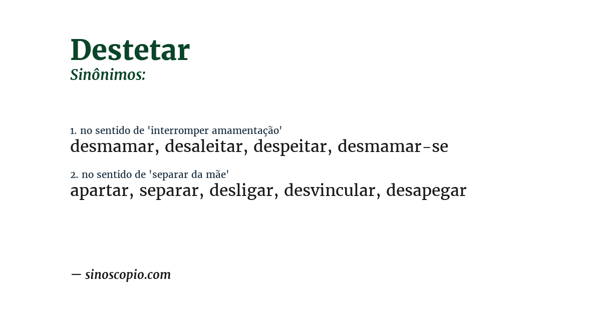 Sinônimo de destetar