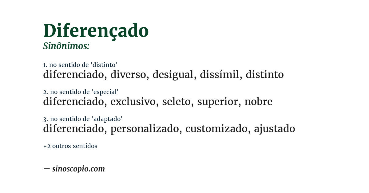 Sinônimo de diferençado