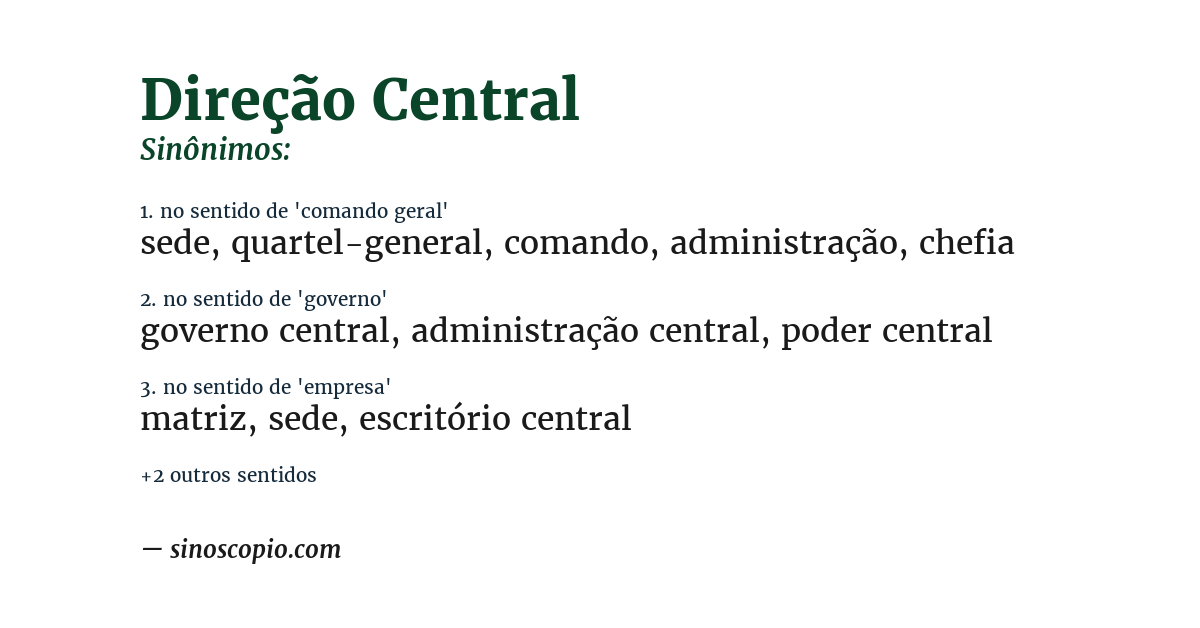 Sinônimo de direção central