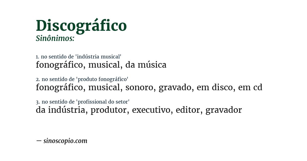 Sinônimo de discográfico