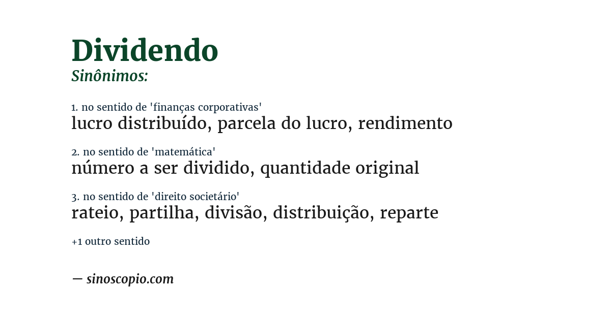Sinônimo de dividendo