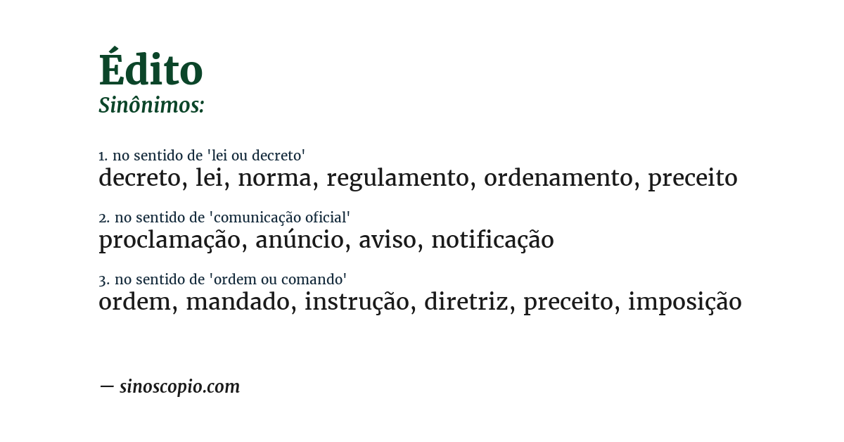Sinônimo de édito