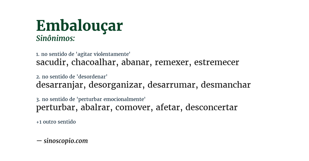 Sinônimo de embalouçar
