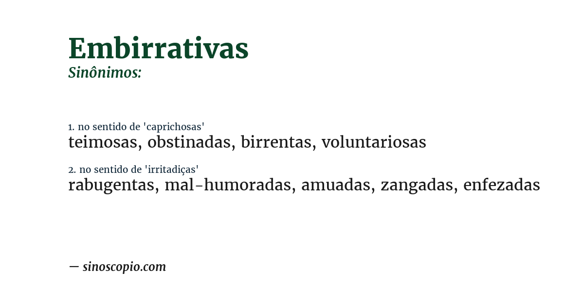 Sinônimo de embirrativas