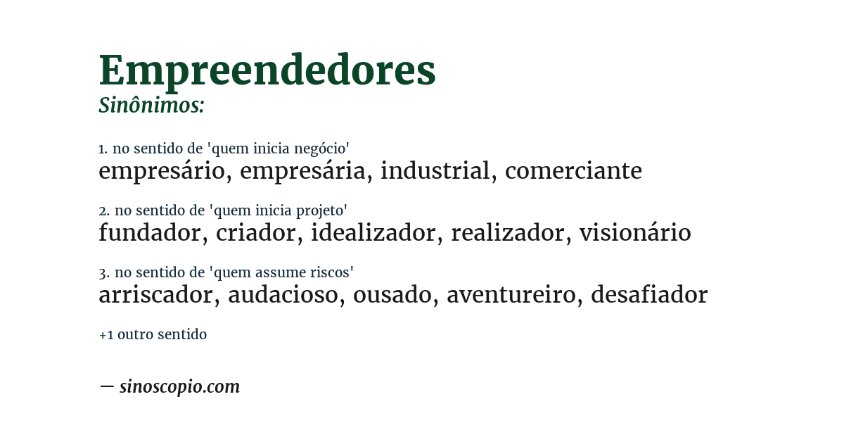 Sinônimo de empreendedores