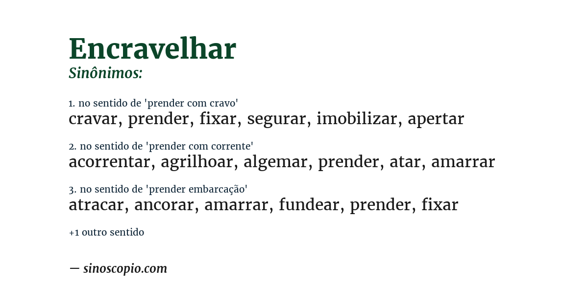 Sinônimo de encravelhar