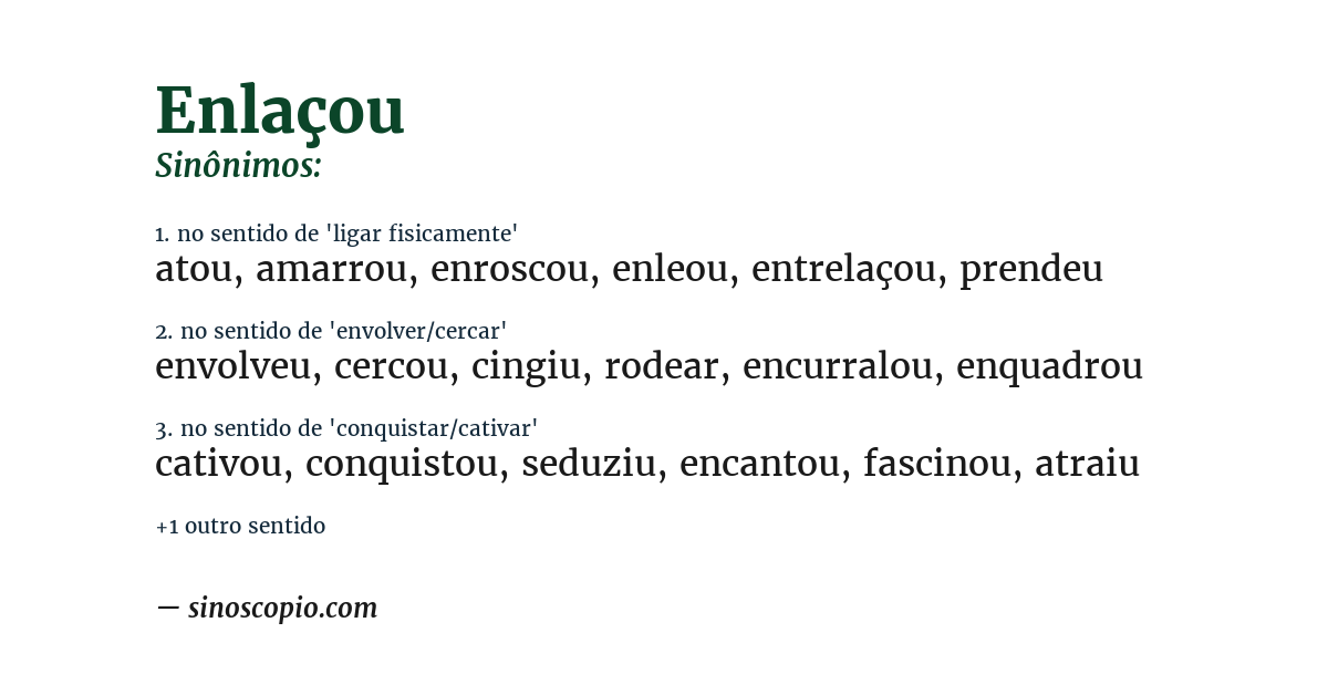 Sinônimo de enlaçou