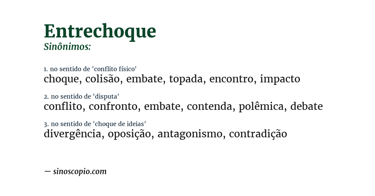 Sinônimo de entrechoque