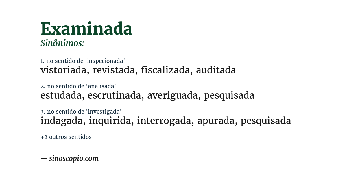 Sinônimo de examinada