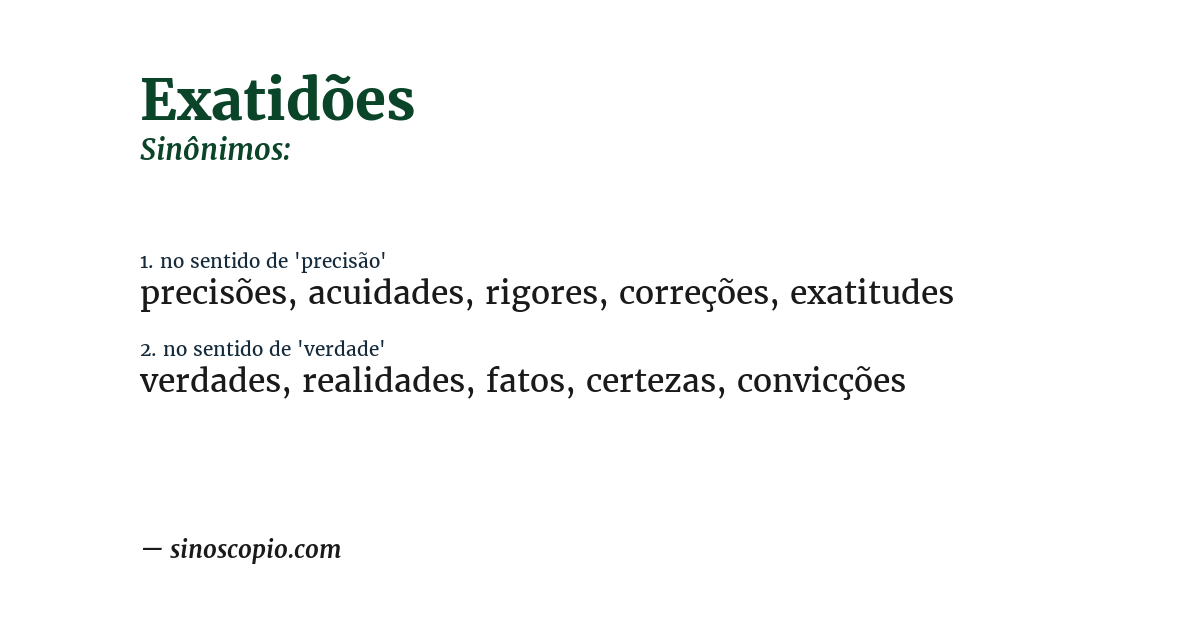 Sinônimo de exatidões