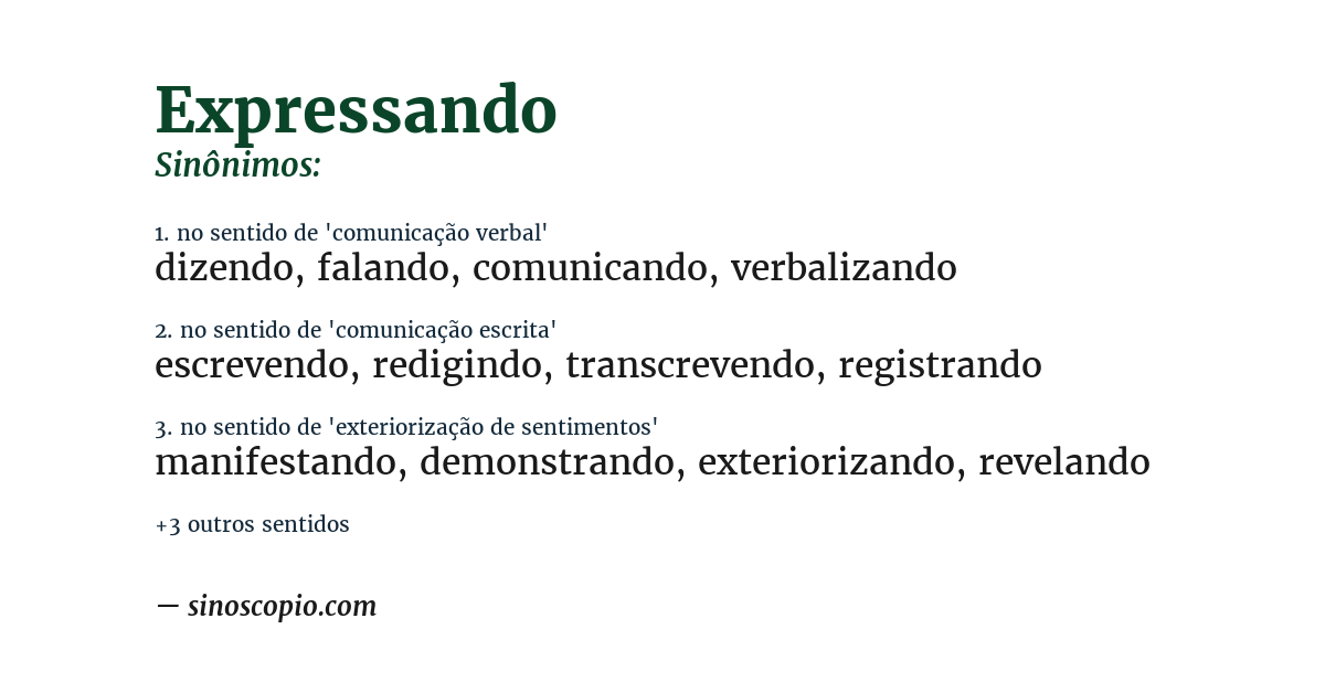 Sinônimo de expressando