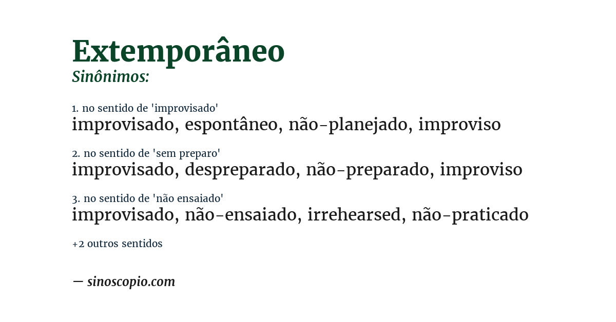 Sinônimo de extemporâneo