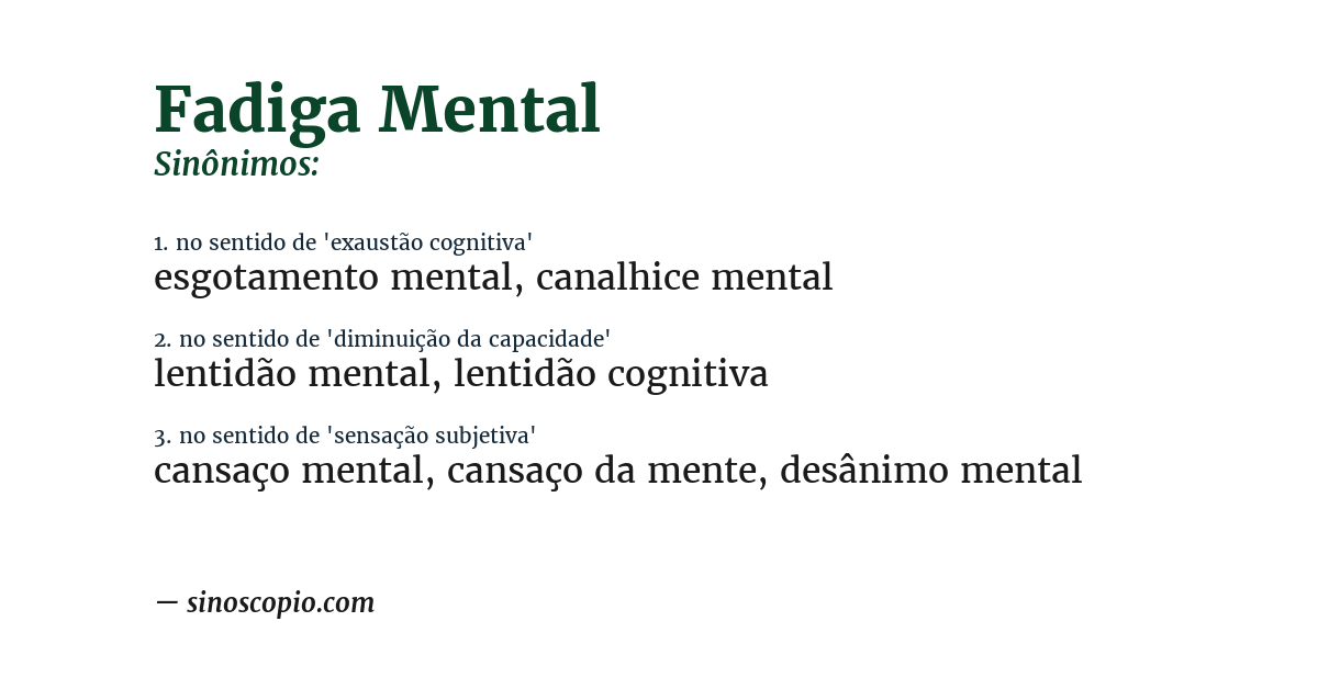 Sinônimo de fadiga mental