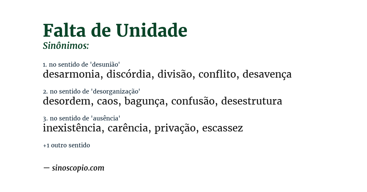 Sinônimo de falta de unidade