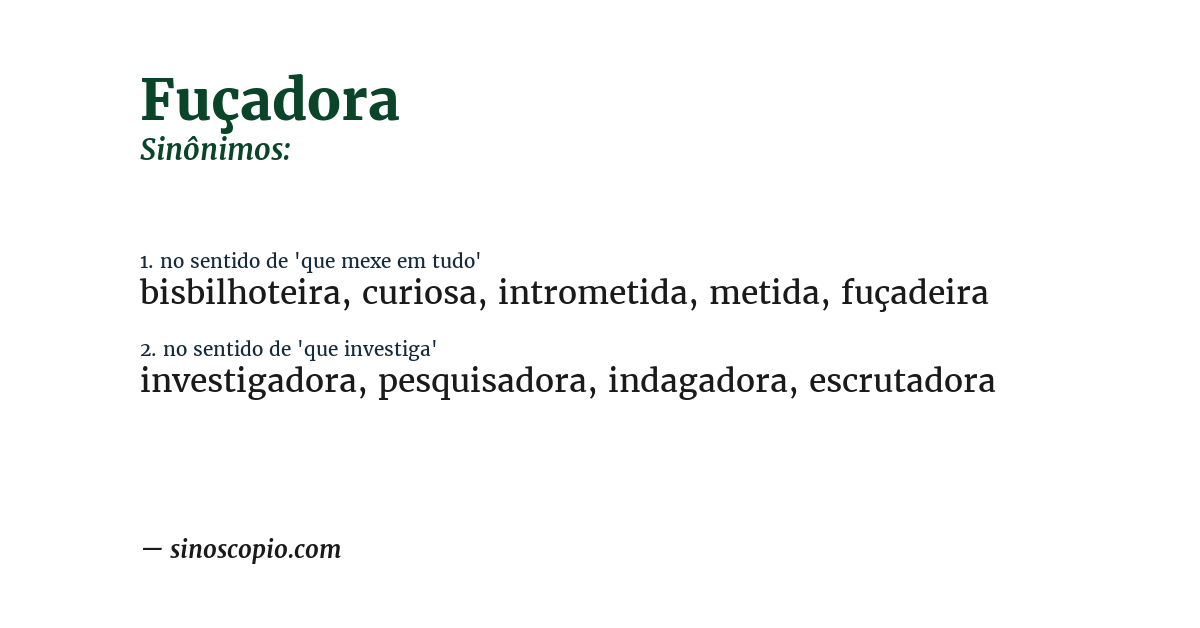 Sinônimo de fuçadora