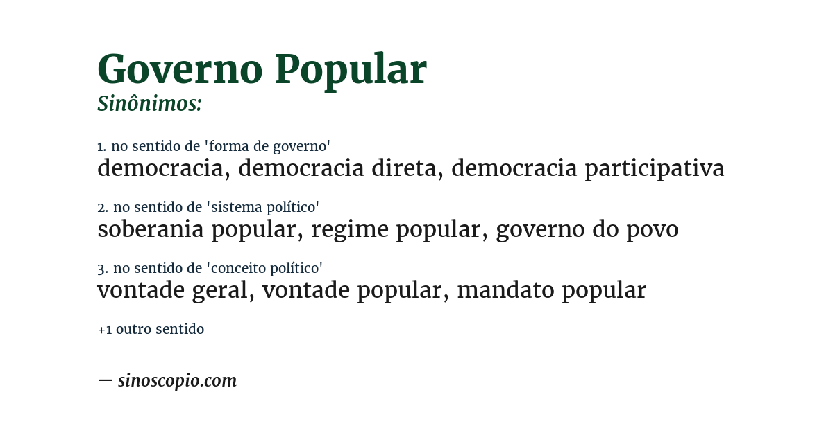 Sinônimo de governo popular