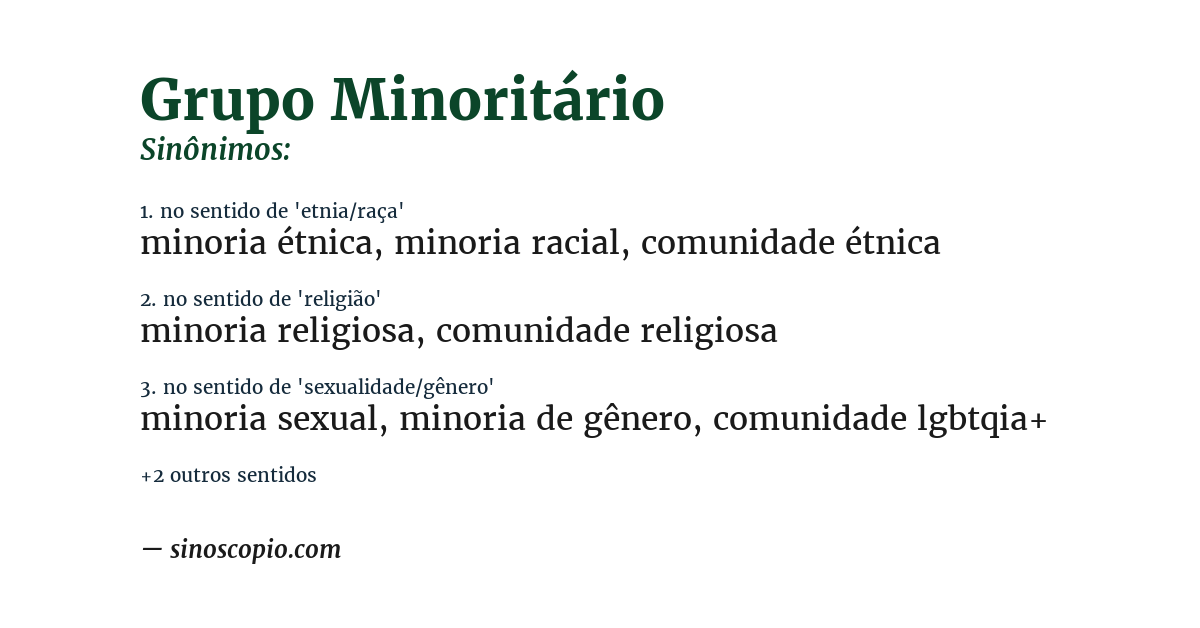 Sinônimo de grupo minoritário