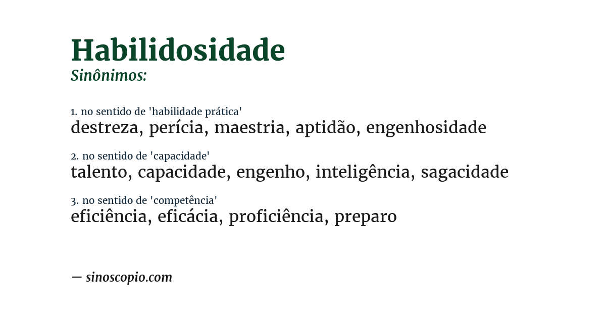 Sinônimo de habilidosidade