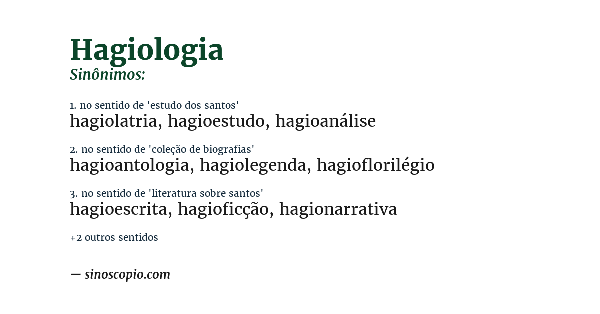 Sinônimo de hagiologia