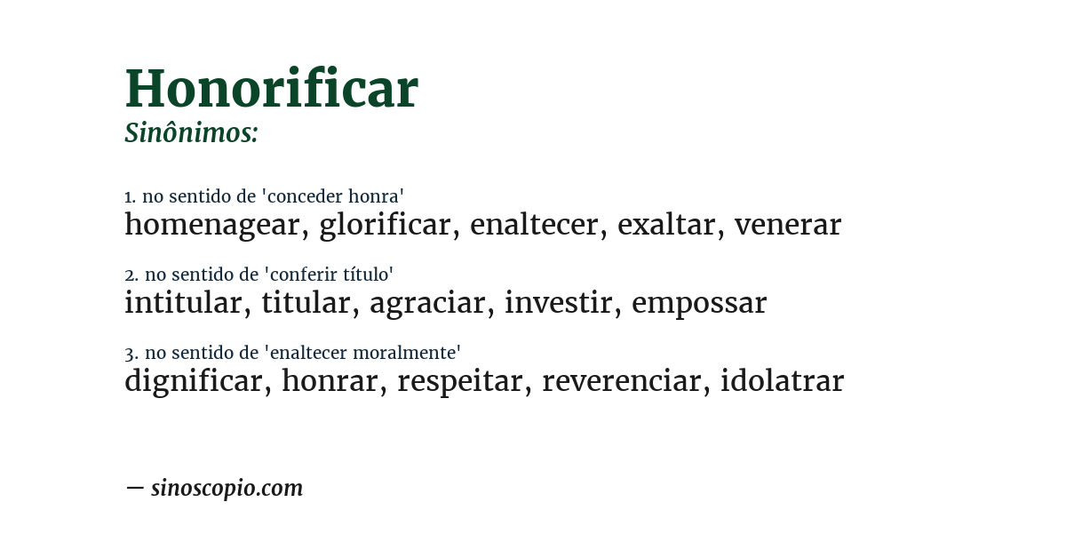 Sinônimo de honorificar