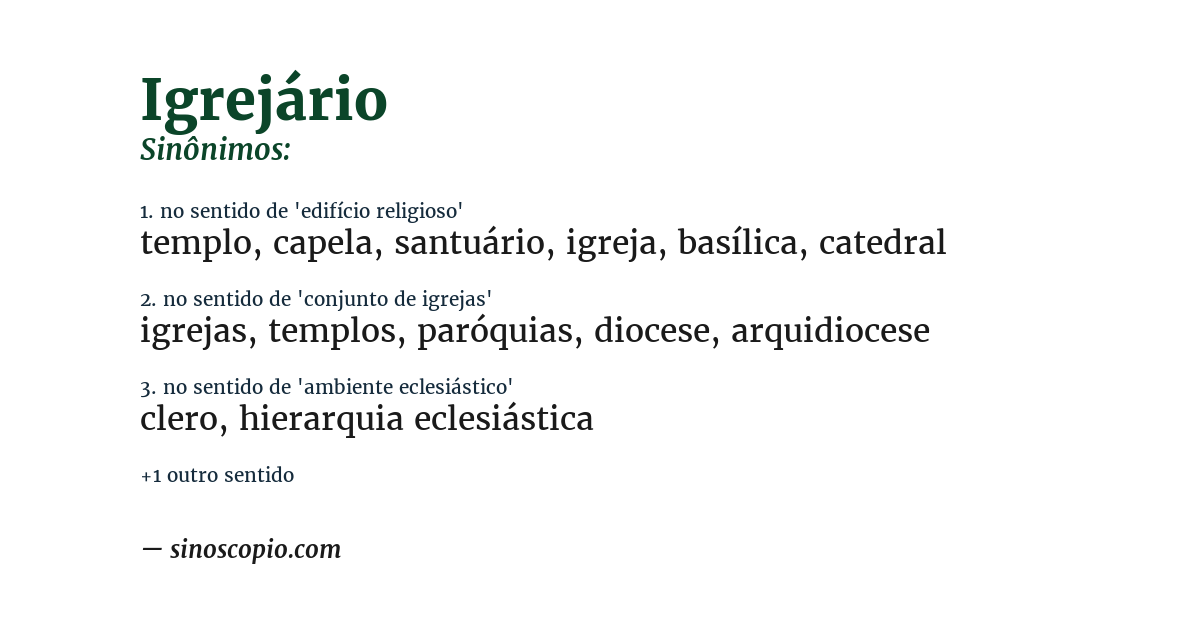 Sinônimo de igrejário