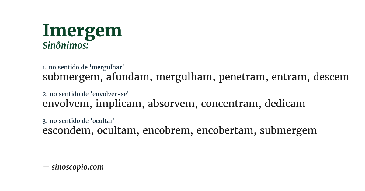 Sinônimo de imergem