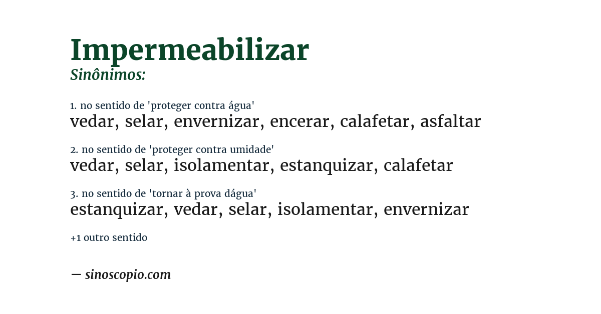 Sinônimo de impermeabilizar