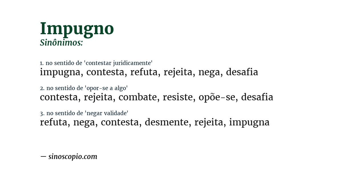 Sinônimo de impugno