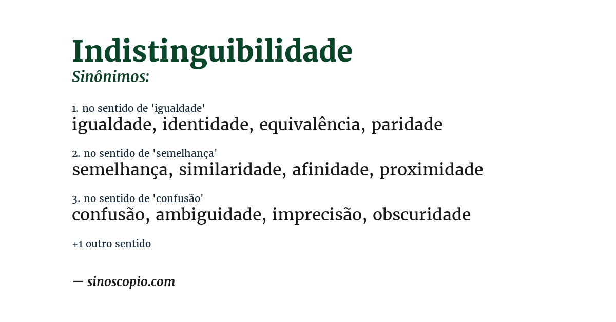 Sinônimo de indistinguibilidade
