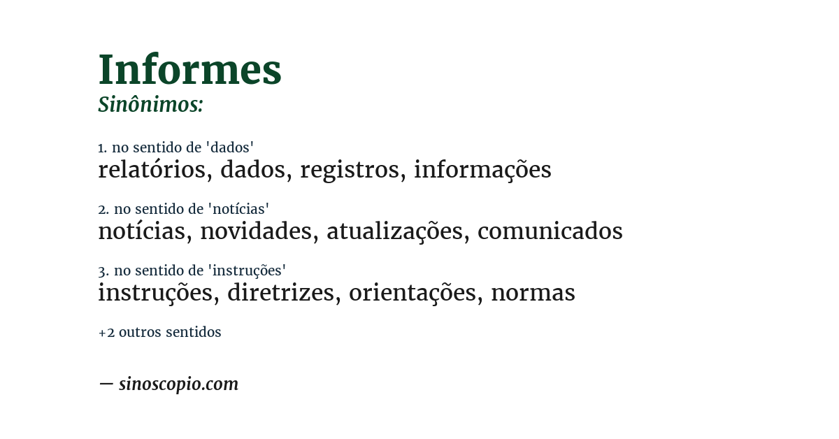 Sinônimo de informes