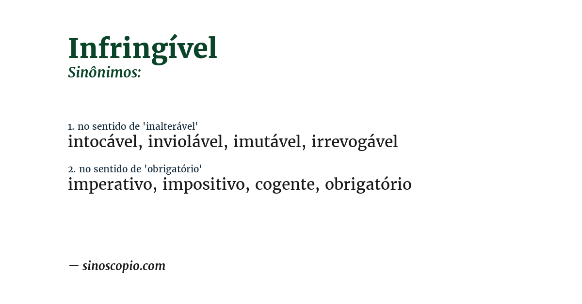Sinônimo de infringível