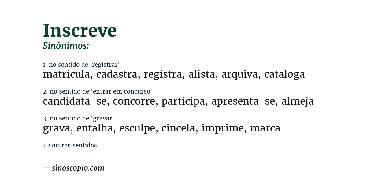 Sinônimo de inscreve
