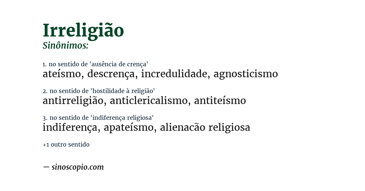Sinônimo de irreligião