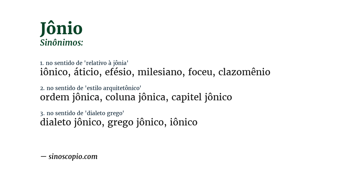 Sinônimo de jônio