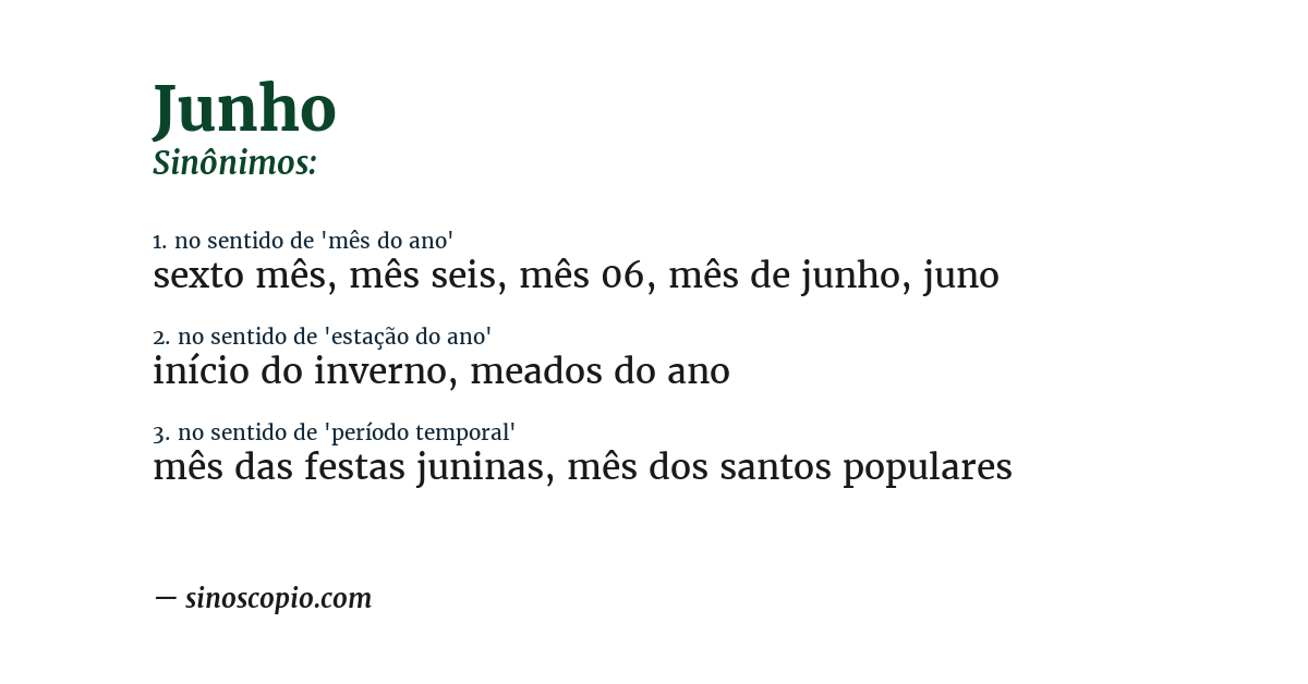 Sinônimo de junho